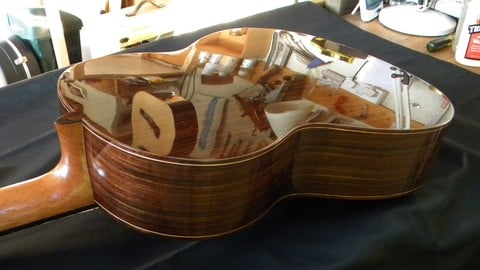 French polish repair and restoration work on a classical guitar
